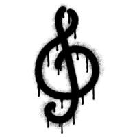 Spray Painted Graffiti treble clef icon Sprayed isolated with a white background. graffiti treble clef symbol with over spray in black over white. vector