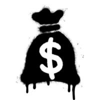 Spray Painted Graffiti Money Bag icon Sprayed isolated with a white background. vector