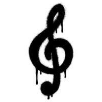 Spray Painted Graffiti treble clef icon Sprayed isolated with a white background. graffiti treble clef symbol with over spray in black over white. vector