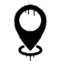 Spray Painted Graffiti Map pointer icon Sprayed isolated with a white background. graffiti GPS location symbol with over spray in black over white. vector