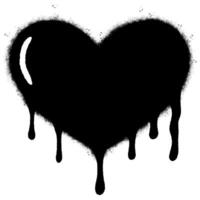 Spray Painted Graffiti melting heart icon Sprayed isolated with a white background. graffiti Bleeding heart icon with over spray in black over white. vector