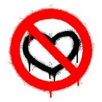 Spray Painted Graffiti No love heart sign Sprayed isolated with a white background. graffiti No love heart sign with over spray in black over white. vector