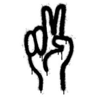 Spray Painted Graffiti Hand gesture V sign for victory icon Sprayed isolated with a white background. graffiti Hand gesture V sign for peace symbol with over spray in black over white. vector