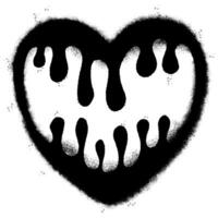 Spray Painted Graffiti melting heart icon Sprayed isolated with a white background. graffiti Bleeding heart icon with over spray in black over white. vector