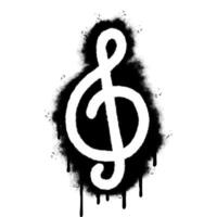 Spray Painted Graffiti treble clef icon Sprayed isolated with a white background. graffiti treble clef symbol with over spray in black over white. vector