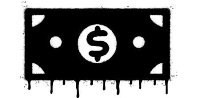 Spray Painted Graffiti dollar Dollar paper money Sprayed isolated with a white background. graffiti cash icon with over spray in black over white. vector