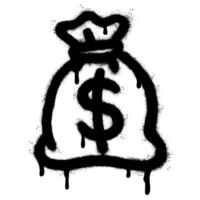 Spray Painted Graffiti Money Bag icon Sprayed isolated with a white background. vector