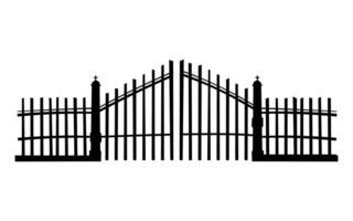 Cemetery Gate Silhouette Fence for Halloween Element Decoration Vector Illustration