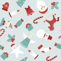 Seamless christmas pattern. Different Christmas elements. vector