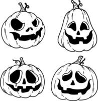 Set of Halloween Pumpkin Face vector