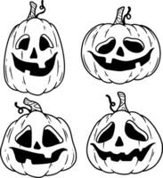 Set of Halloween Pumpkin Face vector