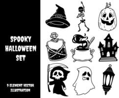 Set of Spooky Halloween Element vector