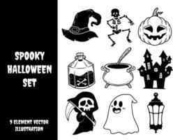 Set of Spooky Halloween Element vector