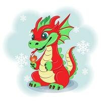 Cute dragon Christmas or New Year vector illustration