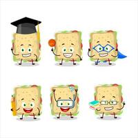 School student of sandwich cartoon character with various expressions vector