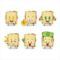 Sandwich cartoon character with cute emoticon bring money vector