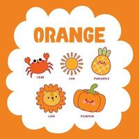 flat design vector color orange object illustration collection set