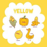 flat design vector color yellow object illustration collection set