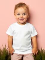 Boy  white t-shirt for mockup design AI Generative photo