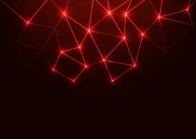 Geometric red neon light line electric presentation dark background vector