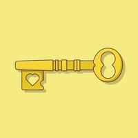 Vintage Key Vector Icon Illustration with Outline for Design Element, Clip Art, Web, Landing page, Sticker, Banner. Flat Cartoon Style