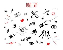 a set of love symbols and arrows vector