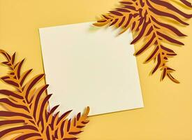 Paper note with leaf decoration photo