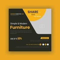 Modern Furniture social media post and cover banner design templates vector