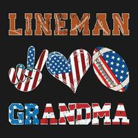 Lineman Grandma, Football Gift, Retro Football Game day gift T-Shirt design vector