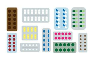 conjunto de diferente médico pastillas, medicamento, medicamentos. vector ilustración aislado en blanco antecedentes