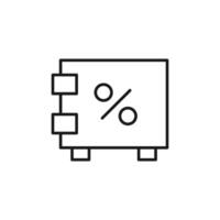 Percent on Safe Isolated Line Icon. Perfect for web sites, apps, UI, internet, shops, stores. Simple image drawn with black thin line vector