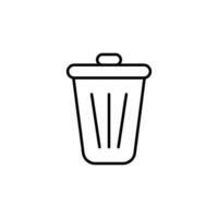 Wastebasket Vector Line Sign for Adverts. Perfect for web sites, books, stores, shops. Editable stroke in minimalistic outline style