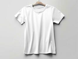 hembra camiseta Bosquejo, de gran tamaño blanco camiseta generativo ai foto