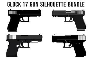 Free Machine Gun Vector Silhouette Bundle, Collection of Gun silhouettes vector illustration