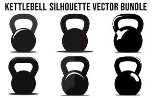 Set of Kettlebell Silhouette Vector Bundle, GYM equipment element silhouettes