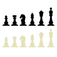 Dark and light chess figures isolated on white background vector stock illustration. Graphic pieces, objects in simple design. Elements of chessboard.