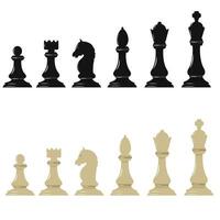 Dark and light chess figures isolated on white background vector stock illustration. Graphic pieces, objects in simple design. Elements of chessboard.