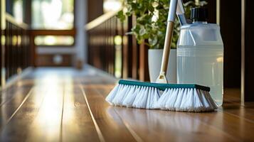 floor cleaning in house generative ai photo