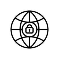 Global network security, internet web protection concept icon in line style design isolated on white background. Editable stroke. vector