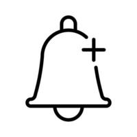 Add reminder, notification bell with plus sign icon in line style design isolated on white background. Editable stroke. vector