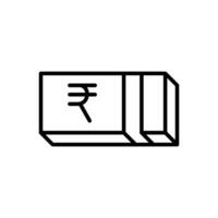 INR, Indian rupee bills stack, money, cash, banknotes icon in line style design isolated on white background. Editable stroke. vector