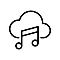 Cloud and melody, cloud music concept icon in line style design isolated on white background. Editable stroke. vector