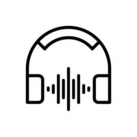 auriculares con sonido ola, música jugando icono en línea estilo diseño aislado en blanco antecedentes. editable ataque. vector