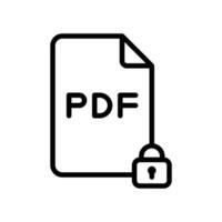 Password protected PDF file, encrypted, locked document icon in line style design isolated on white background. Editable stroke. vector