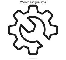 Wrench and gear icon, Vector illustration