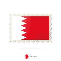 Postage stamp with the image of Bahrain flag. vector