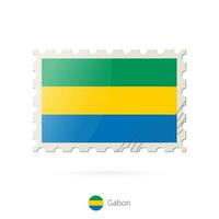 Postage stamp with the image of Gabon flag. vector