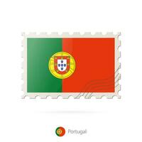 Postage stamp with the image of Portugal flag. vector
