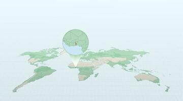 mundo mapa en perspectiva demostración el ubicación de el país ir con detallado mapa con bandera de ir. vector