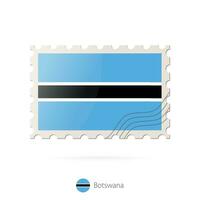 Postage stamp with the image of Botswana flag. vector